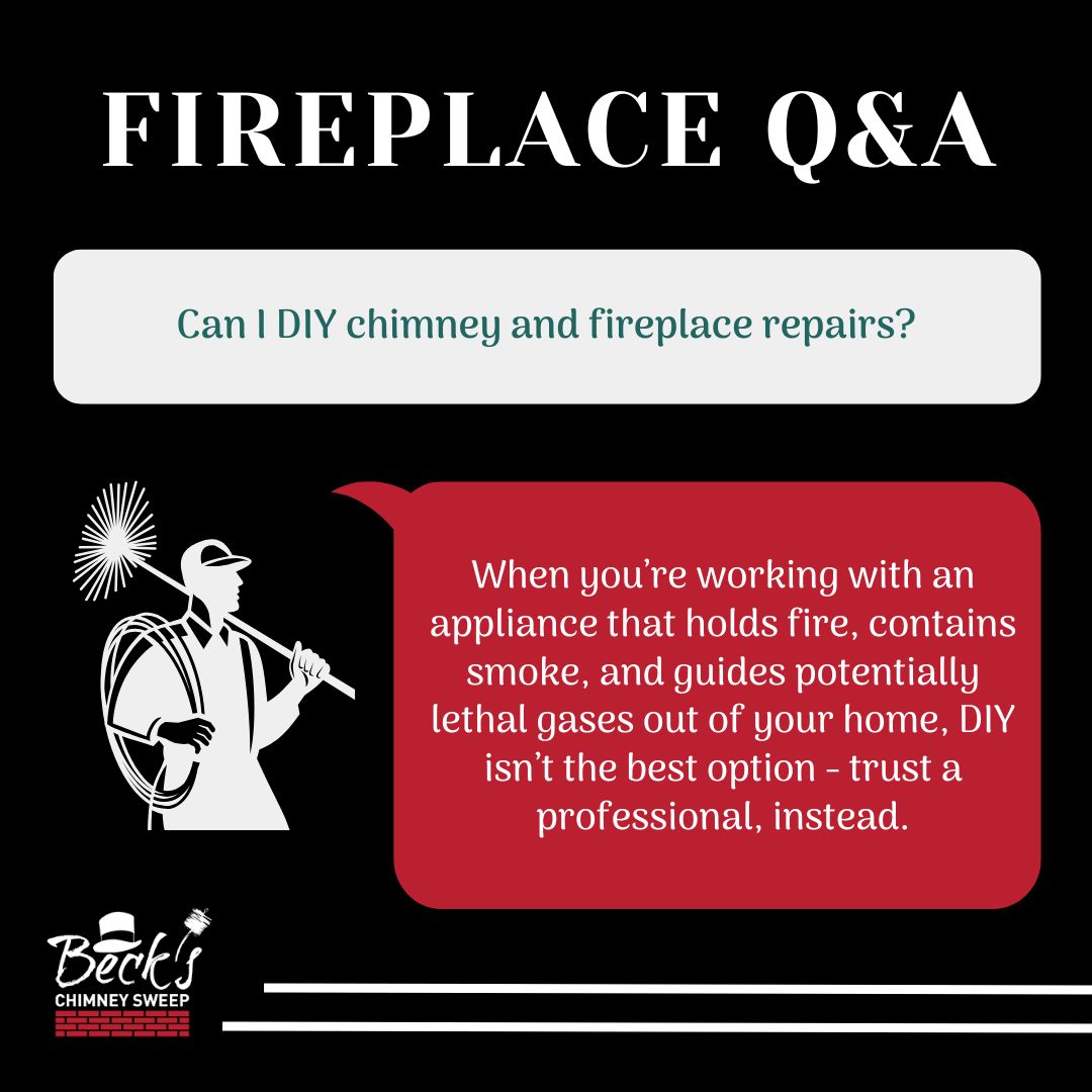 original infographic answering the question "can I diy chimney or fireplace repairs"