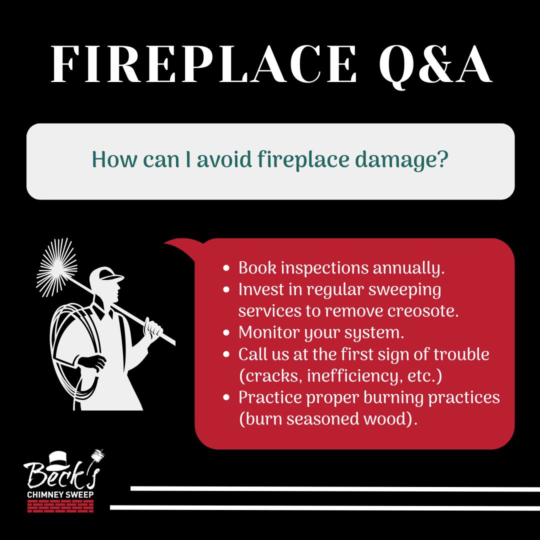original infographic answering the question "how can I avoid fireplace damage?"