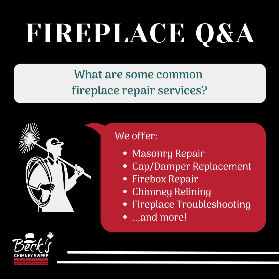 original infographic answering the question "what are common fireplace repairs?"