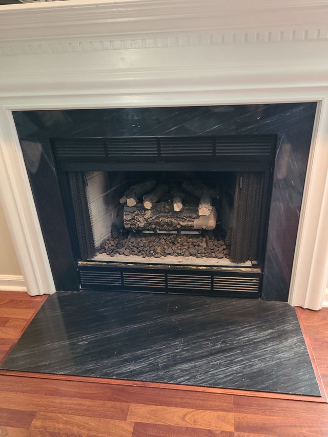 Gas fireplace during inspection