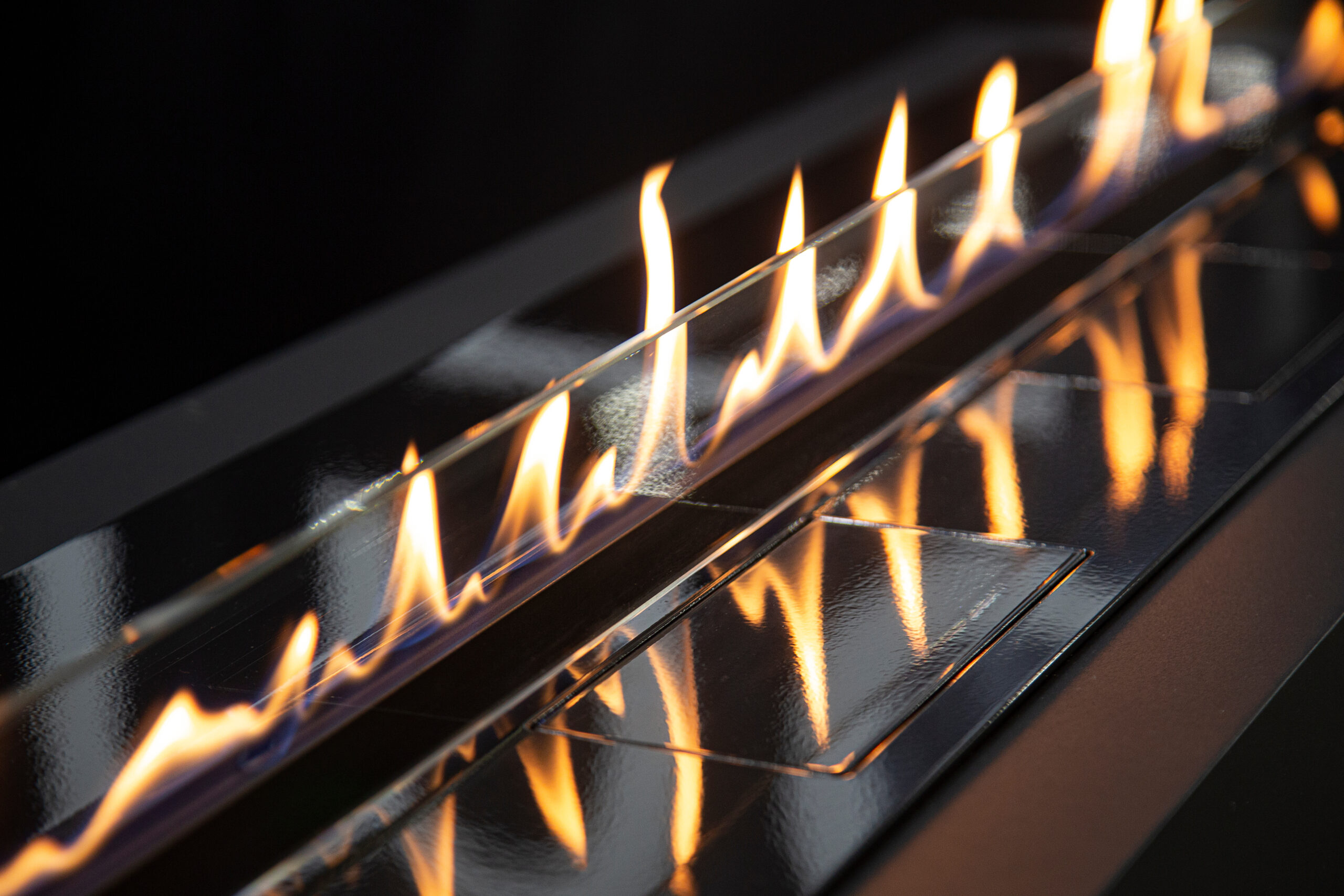 Flames of a gas fireplace.