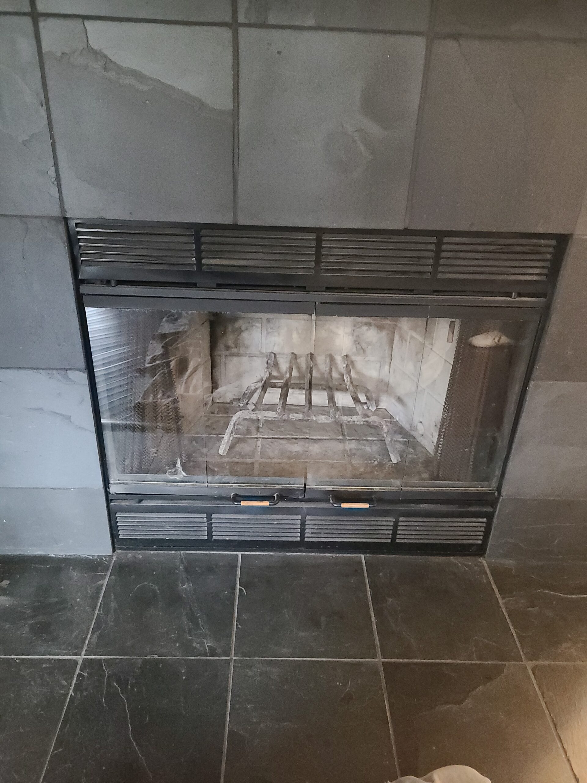 Original image by Beck's Chimney Sweep of client's fireplace during a chimney inspection.